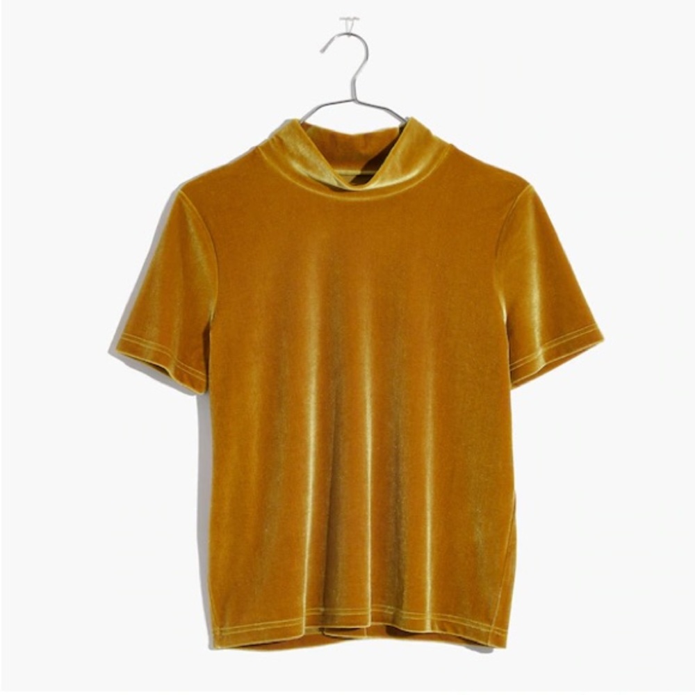 Madewell Velvet Mockneck Tee, Size M